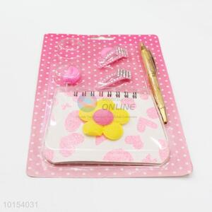 Beautiful Promotional Spiral Coil Notebook, Pen, Hairpin, Hair Ring Set