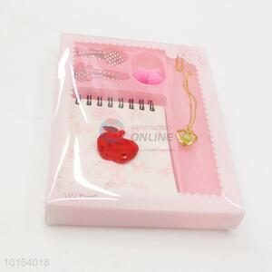Pretty Cute Spiral Coil Notebook, Hairpin, Hair Ring, Necklace, Stationery Gift Set
