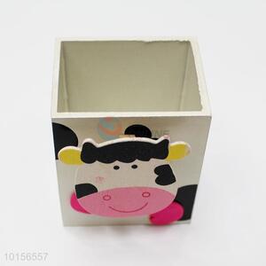 Hot Sale Pen Container Wooden Pen Holder with Cow Pattern