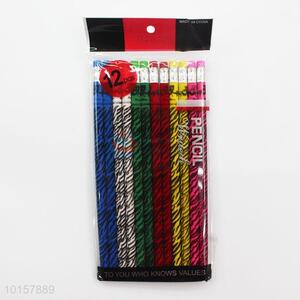 12 Pieces/Bag Zebra Pattern Wooden Pencils with Eraser for Kids