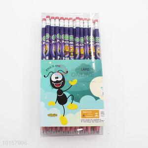 48 Pieces/Box Good-Looking Stationery Wooden Pencil with Eraser