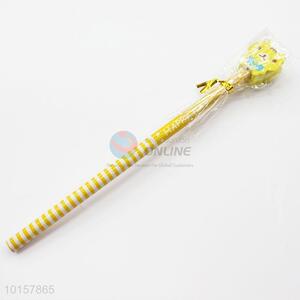 Lovely Yellow Stripe Design Pencil with Cat Shaped Eraser Stationery for Kids
