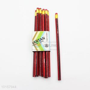 12 Pieces/Bag Solid Color Wooden Pencils with Eraser for Children