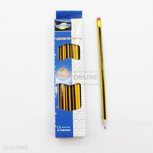 12 Pieces/Box Office School Supplies Simple Pattern Environmentally Pencil with Eraser
