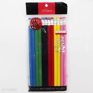 12 Pieces/Bag Solid Color Pencils with Eraser for Children Gifts