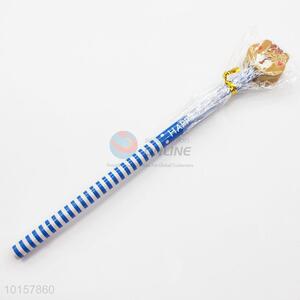 Cute Blue Stripe Printed Pencil with Cartoon Bear Shaped Eraser Stationery for Kids