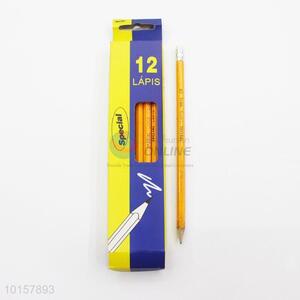 12 Pieces/Box Office School Supplies Orange Color Eco-friendly Pencil with Eraser