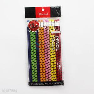 12 Pieces/Bag Pencil Drawing Students to Write Logs Wooden Pencil with Eraser