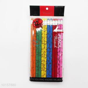 12 Pieces/Bag Simple Star Pattern Pencils with Eraser