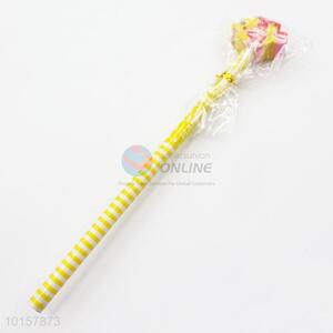 Office School Supplies Yellow Stripe Pattern Pencil with Cartoon Fish Shaped Eraser