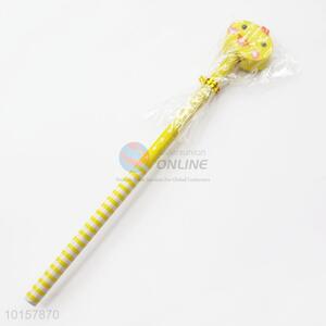 Cute Stationery for Kids Yellow Stripe Pattern Pencil with Cute Yellow Chicks Shaped Eraser