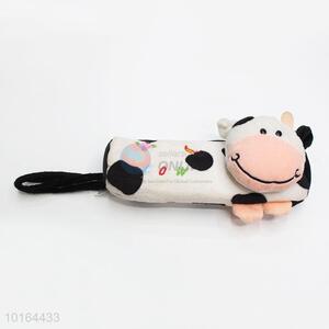 Cheap Price Cute Plush Cow Head Zipper Pen Bag