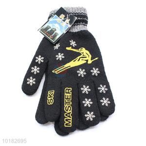 Newest design black knitted men gloves