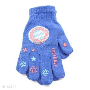 Wholesale blue knitted dacron gloves