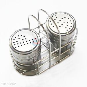 Stainless Steel Condiment Powder Shaker Bottles Set with Rack