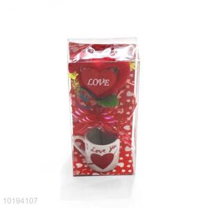 Fashion Design Red Heart With Mug Gift Set
