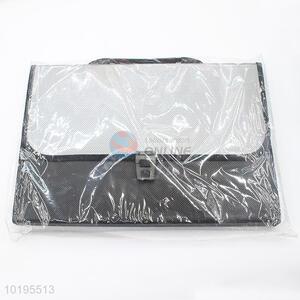 Unique Pattern Briefcase Shaped Plastic Black Color Document Bag