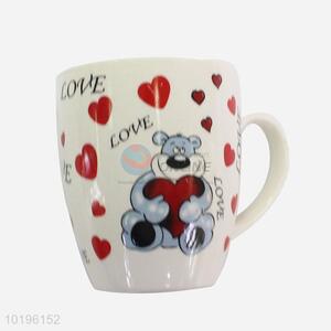Eco-friedly Bear Pattern Fashion White Ceramic Water Coffee Cup