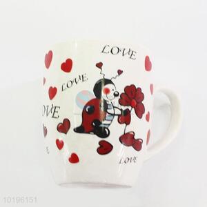 Lovely Heart Pattern White Ceramic Coffee Cup