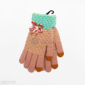 High Quality Bowknot Dress Winter Gloves Knitted Women Mittens