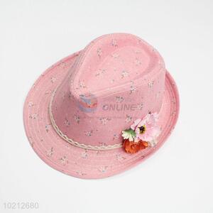 Factory Price Girls Printed Cowboy Hat With Flower