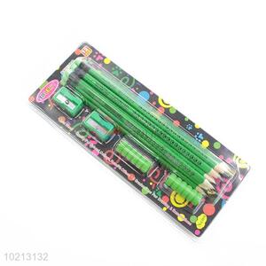 Green Color Wooden Pencil with Sharpener Stationary Set
