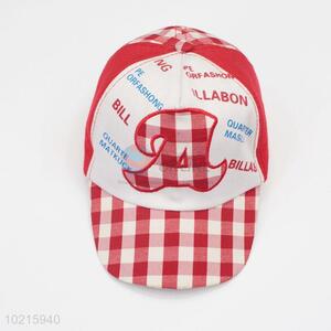 Nice Design Red Plaid Pattern Letter Printed Baseball Hat for Children