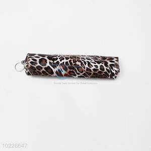 Leopard printing pvc pen bag with keyring