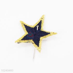 Wholesale five-point star shape embroidery badge brooch