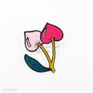 Low price cherry shape shape embroidery badge brooch