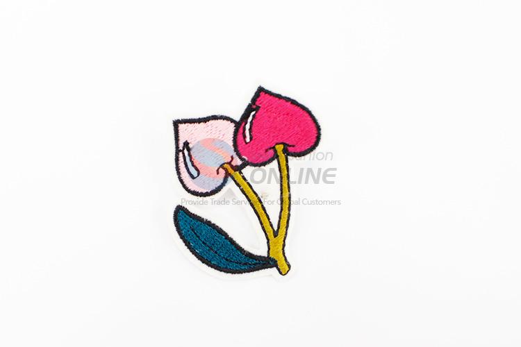 Low price cherry shape shape embroidery badge brooch