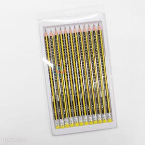 Best Quality Yellow Color Printed Lead-Free 12 Pcs Wooden Pencils