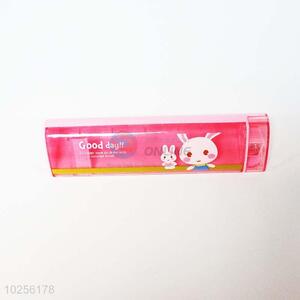 Pink Color Rabbit Pattern Portable Plastic Student Pencil Box