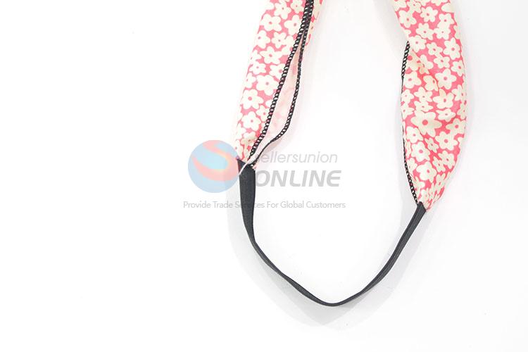 Lovely Pink Flower Pattern Bowknot Design Women Headband Hairband