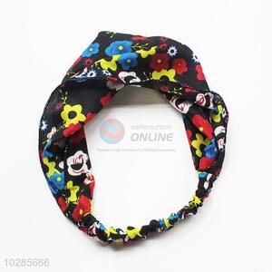 Black Fabric Flower Pattern Hairband Headband Hair Accessories