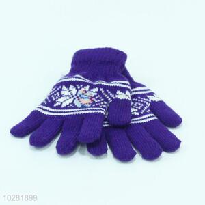 Blue Color Women Girl Female Stretch Knit Gloves