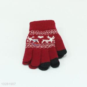 Warm Red Gloves Mittens Knitted  Telefingers Gloves