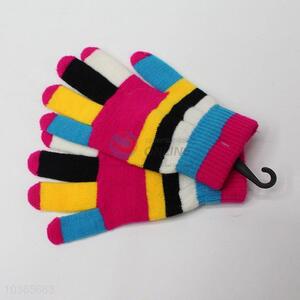 Unique design colorful stripe knitted gloves