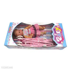 16cun Wholesale cheap baby girl doll with iron baby stroller
