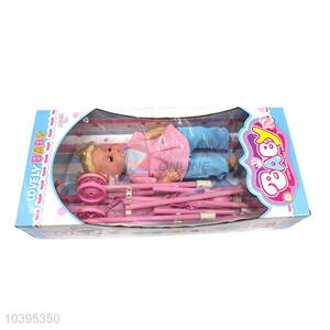 16cun Factory sales baby girl doll with iron baby stroller