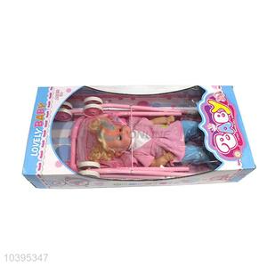 16cun Direct factory good quality baby girl doll with iron baby stroller