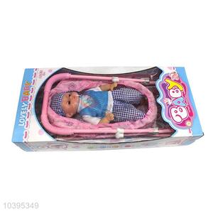 16cun New design baby boy doll with iron baby stroller