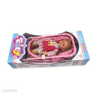 16cun Best selling baby girl doll with iron baby stroller