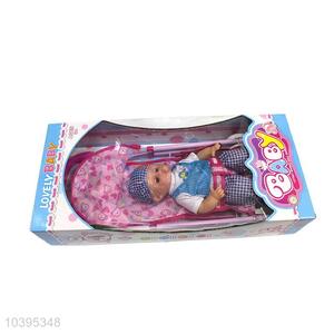16cun High quality baby girl doll with iron baby stroller