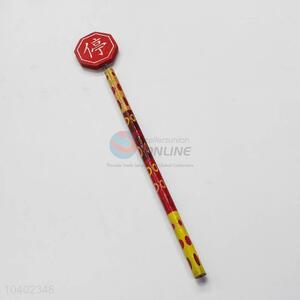 Stop Sign with Spring Wood HB Pencil/Cartoon Pencils for Kids