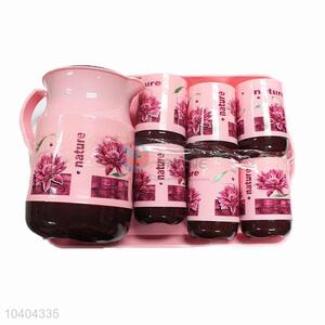 Flower pattern vacuum thermos jug with cup set