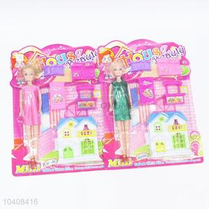 Cute Doll Plastic House Play Set with Furniture Set