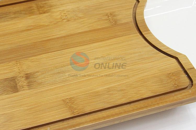Factory Direct Supply Bamboo Cutting Board with Ceramic Tray