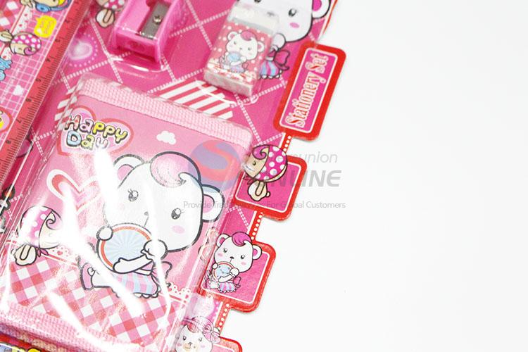 Pink Color Cartoon Design Girl Wallet Stationery Set