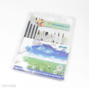 14Pcs Wood Handle Nylon Art Paintbrush Set